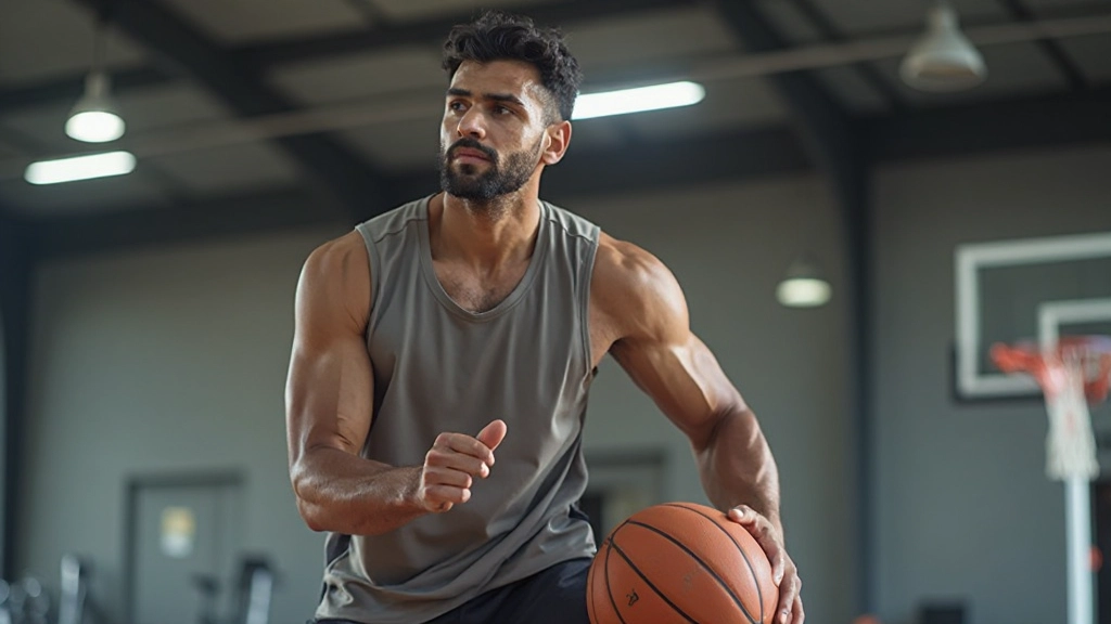 مدرب كرة سلة يراقب لاعبين أثناء جلسة التدريب